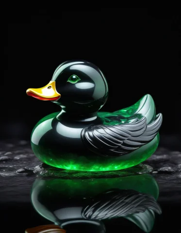 Obsidian Jade Style, An Iconic Classic Rubber Duck Sculpted... — Stable Diffusion AI Prompt: obsidian jade style, an iconic classic rubber duck sculpted from glossy black ob...