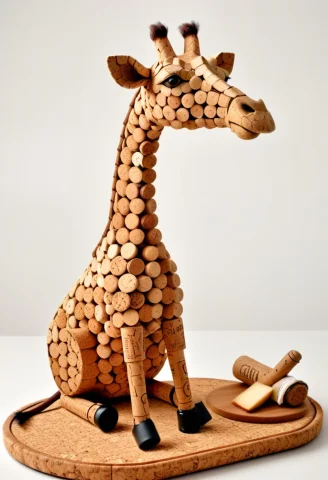 Corkworld, A Fancy Giraffe Made Of Cork At A Wine Tasting, A... — SDXL AI Prompt: corkworld, a fancy Giraffe made of cork at a wine tasting, arms struggling to ho...