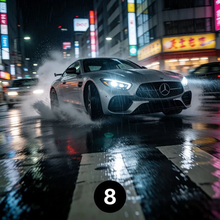 A Powerful Luxury Sports Car Violently Drifting Around A Rai...