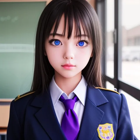 1 Girl, School , Uniform , Outfit ,beautiful , Purple , Eyes... — Stable Diffusion AI Prompt: 1 girl, school , uniform , outfit ,beautiful , purple , eyes , jawelerry