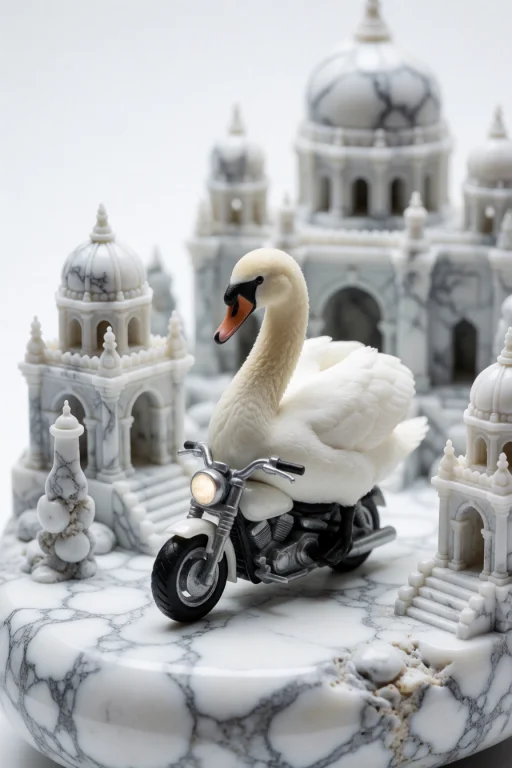 A Breathtaking Macro Photograph Of A Cute Real White Swan Ri...