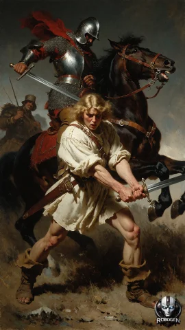 Oil Painting In The Manner Of Nicolai Fechin, Depicting A Dy... — Stable Diffusion AI Prompt: Oil painting in the manner of Nicolai Fechin, depicting a dynamic medieval battl...