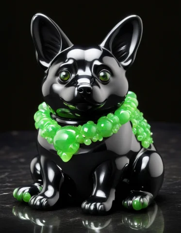 Obsidian Jade Style, A Chubby Corgi Dog Sculpted From Mirror... — Stable Diffusion AI Prompt: obsidian jade style, a chubby corgi dog sculpted from mirror-polished black obsi...