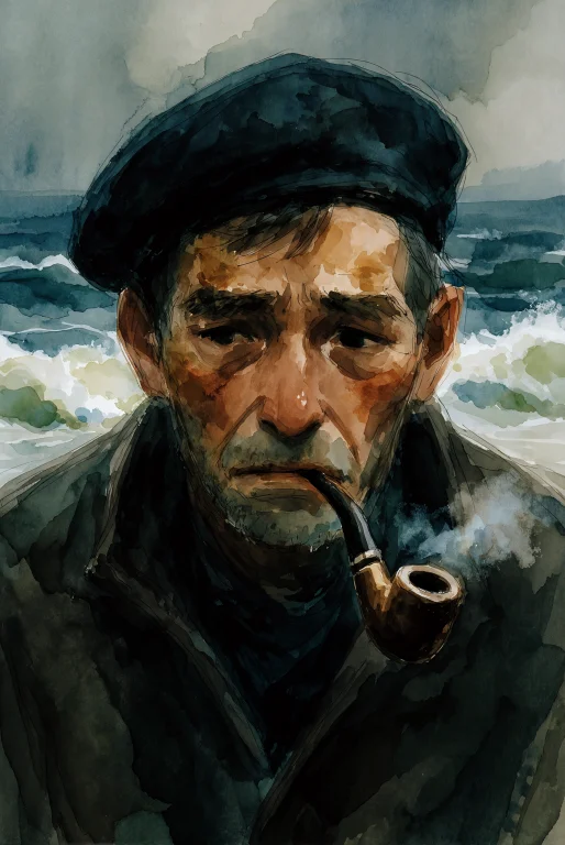 A Painterly Close-up Watercolor Painting Showing A Weathered...