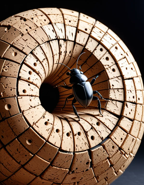 A Cork Planetarium Where A Tiny Cork Dung Beetle Pushes A Gi...