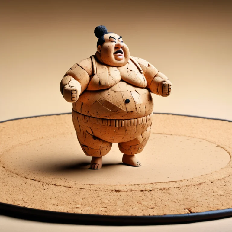 Corkworld, A Rotund Cork Sumo Wrestler Floats Just Above A C...