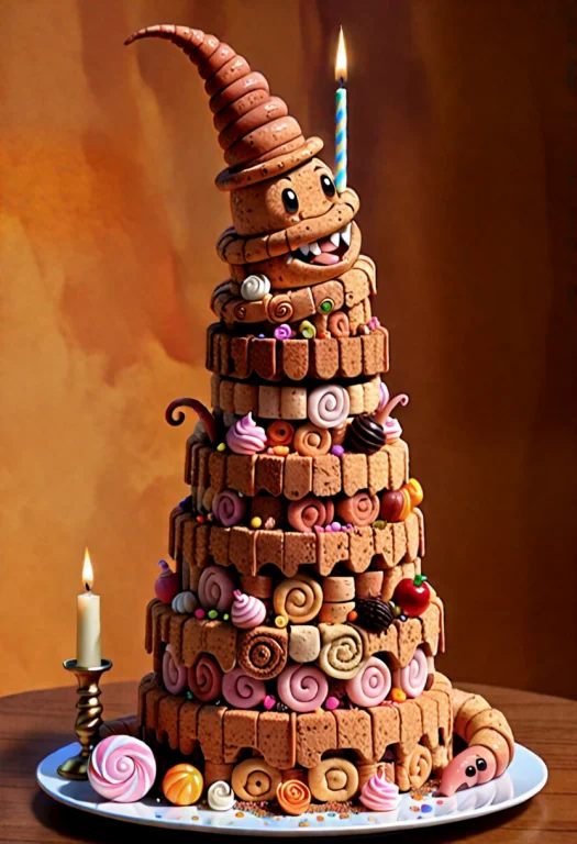 Corkworld, Lazypos Top-hatted Earthworm Curled Into An Elabo...