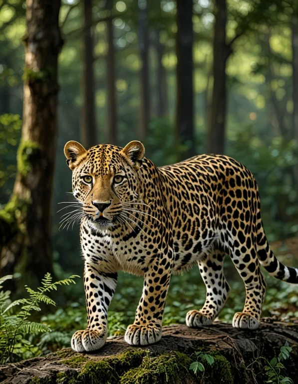 A Leopard In A Forest