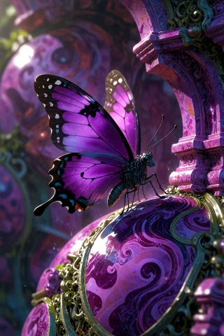 , A Breathtaking Macro Photograph Of A Cute Real Purple Butt... — Stable Diffusion AI Prompt: , A breathtaking macro photograph of a cute real purple butterfly riding a tiny...
