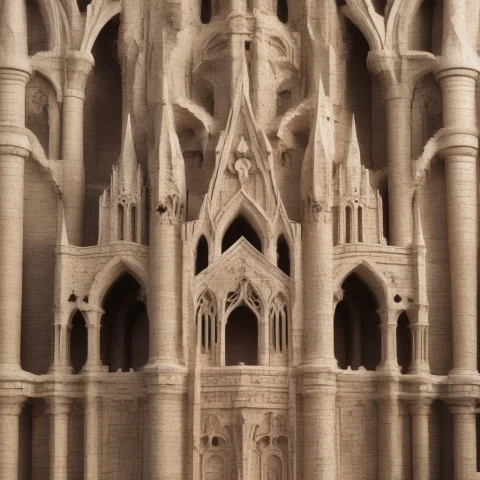 A Detailed Close-up Shot Of A Gothic Cathedral Facade, Metic... — SDXL AI Prompt: A detailed close-up shot of a gothic cathedral facade, meticulously sculpted fro...