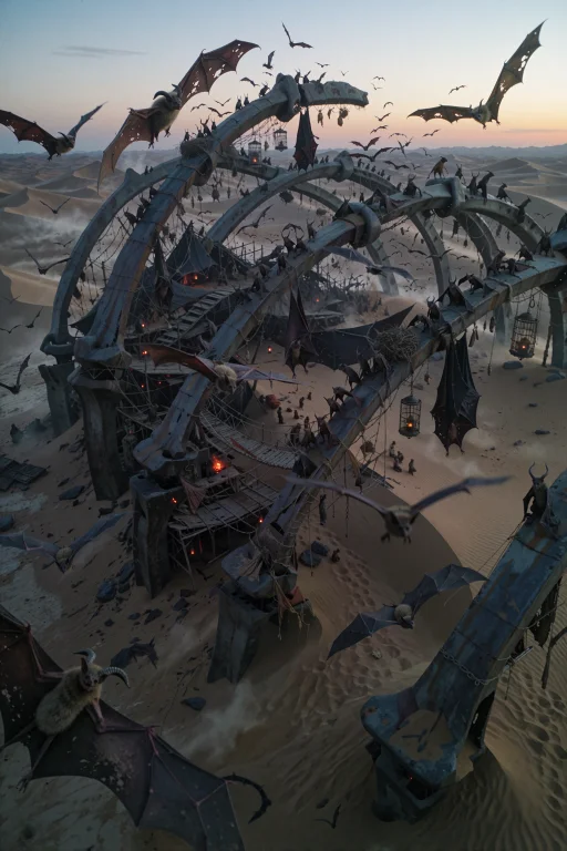 Ultra-photorealistic Dark Fantasy Desert Landscape At Twilig...