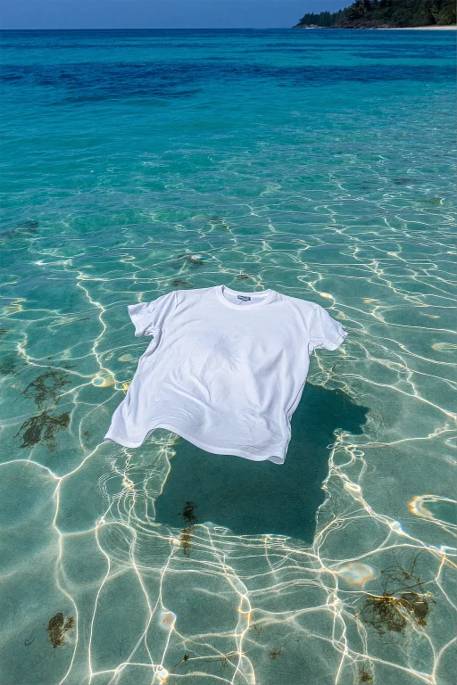 A Solitary, Oversized White Cotton Crew-neck T-shirt Drifts...