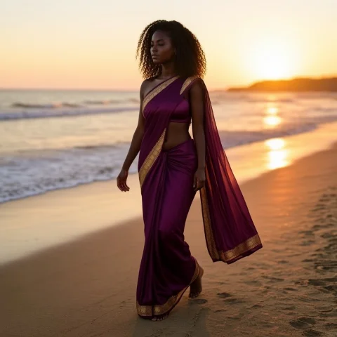 A Photograph Of A Beautiful Black Woman In Her Twenties With... — Stable Diffusion AI Prompt: A photograph of a beautiful Black woman in her twenties with deep brown skin, an...