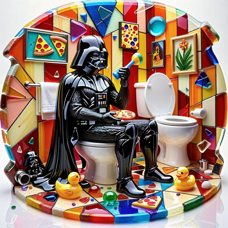 Novuschroma54 Style, Fused Glass, Darth Vader Sitting On A T...
