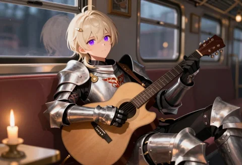 1other, Solo, Short Hair, Platinum Blonde Hair, Hair Ornamen... — Stable Diffusion AI Prompt: 1other, solo, short hair, platinum blonde hair, hair ornament, purple eyes, knig...