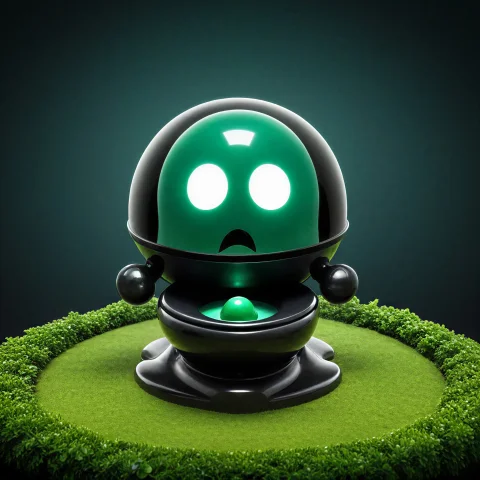 Masterpiece, Best Quality, Chibi Obsidian Jade Pac-man Mowin... — SDXL AI Prompt: masterpiece, best quality, (chibi obsidian jade Pac-Man mowing haunted maze lawn...