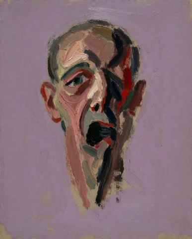 An Expressionist Oil Painting Of A Solitary Human Head Suspe... — Stable Diffusion AI Prompt: An expressionist oil painting of a solitary human head suspended against a flat,...