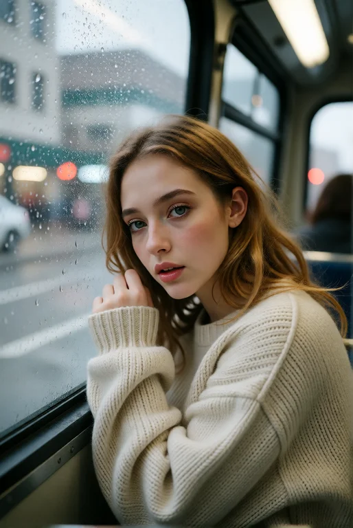 A Pensive Young Woman With Blonde Hair And Soft Blue Eyes Le...