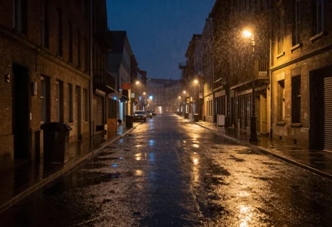 Masterpiece, 8k, Late Night, Empty Streats, Raining, Cinimat... — Stable Diffusion AI Prompt: masterpiece, 8k, late night, empty streats, raining, cinimatic