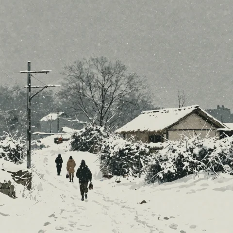 Robert Meyers Art Style. Illustration Artwork Depicting A Ha... — Stable Diffusion AI Prompt: Robert Meyers art style. illustration artwork depicting a harsh winter scene at...