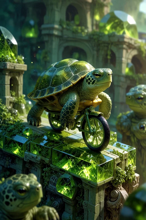 , A Breathtaking Macro Photograph Of A Cute Real Green Turtl...