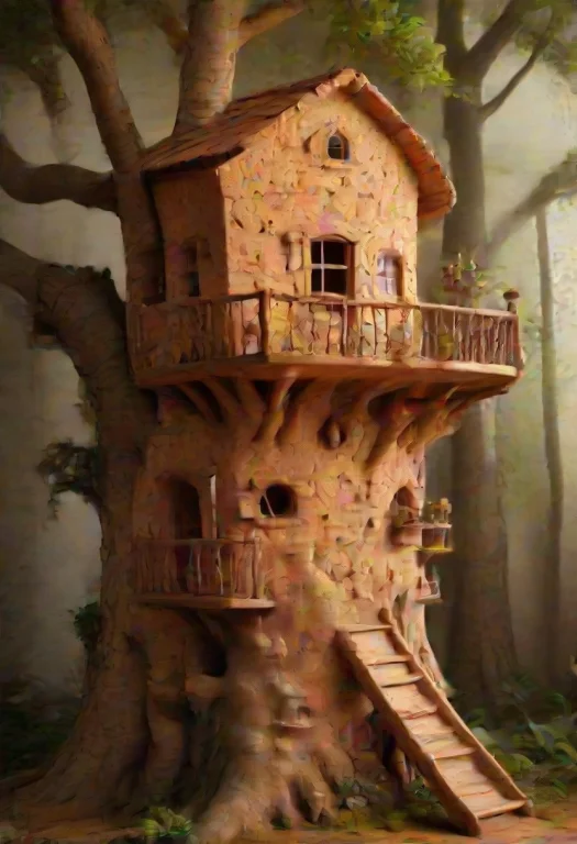 Treehouse Built Entirely From Cork, Walls Roof And Ladder Fo...