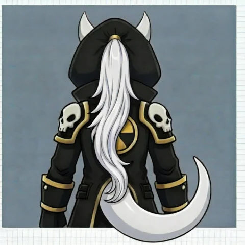 Tail, From Behind, Solo, Grey Background, Border, White Hair... — Stable Diffusion AI Prompt: tail, from behind, solo, grey background, border, white hair, 1boy, ponytail, si...