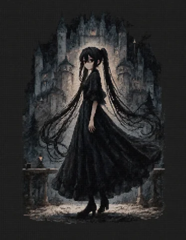 Illustration Of Kuro, A 1girl With Long Black Hair Styled In... — Stable Diffusion AI Prompt: illustration of kuro, a 1girl with long black hair styled in twintails and black...