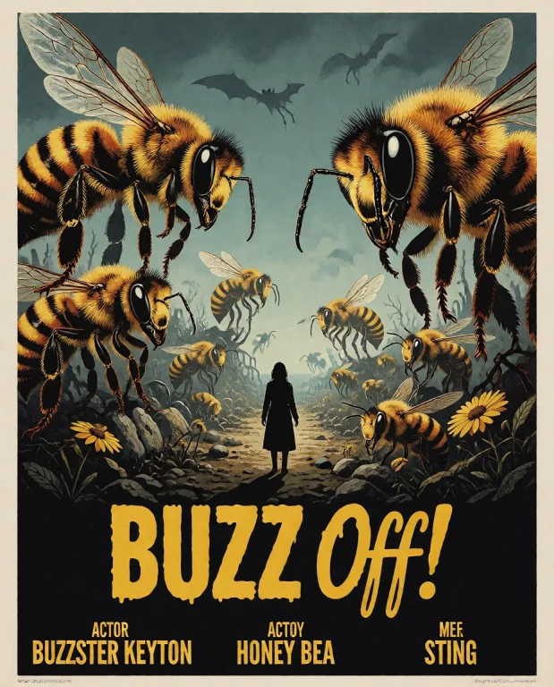 Vintage Movie Poster Print With A Black And Yellow Border, F...