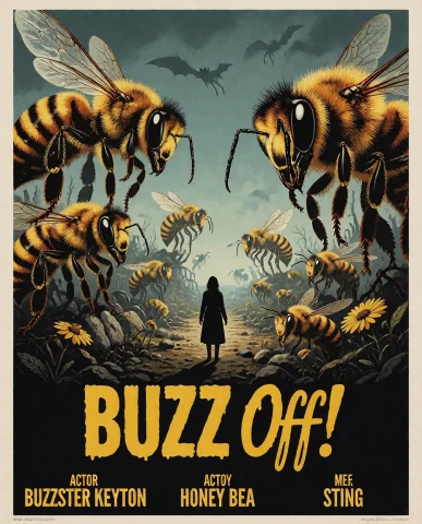 Vintage Movie Poster Print With A Black And Yellow Border, F... — Stable Diffusion AI Prompt: Vintage movie poster print with a black and yellow border, featuring a creepy a...