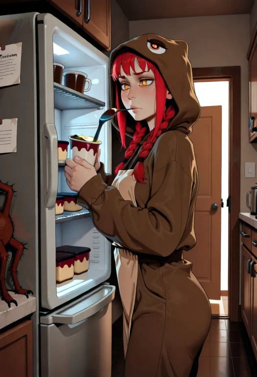1girl, Solo, Makima, Chainsaw Man, Red Braided Hair, Golden...