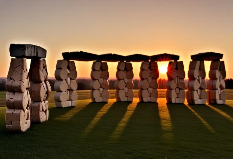 Stonehenge Made Of Wine Cork ,corkhenge At Sunrise