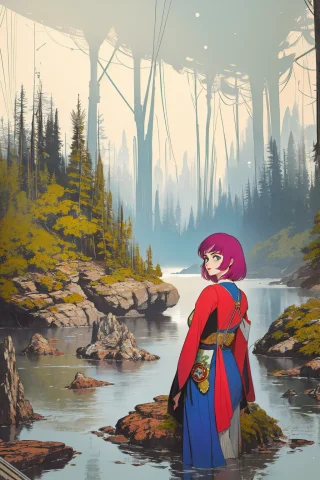 1girl, Loraolv1.1, Landscape Of A Kashyyyk1.2 , It Is Worrie... — Stable Diffusion AI Prompt: 1girl, , landscape of a (Kashyyyk:1.2) , it is Worried, lush forest, Winter, Scr...