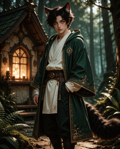 A Masterfully Composed Full Body View Of A Beautiful Man Wit... — Stable Diffusion AI Prompt: a masterfully composed full body view of a beautiful man with messy black hair a...