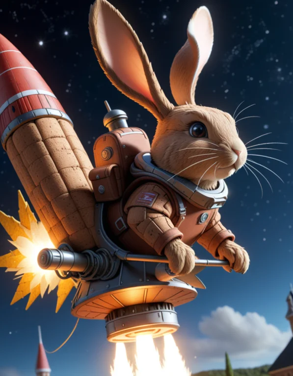 A Rabbit Riding A Rocket , At Night , Corkworld, Lazypos, Lo...