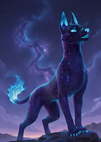 Masterpiece, Best Quality, Solo, 1girl, Fox Fur Nebula, Furr... — Stable Diffusion AI Prompt: masterpiece, best quality, solo, 1girl, fox fur nebula, furry, feral, solid blue...