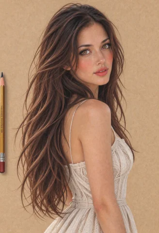 1girl, 18 Year Old. Portrait. High Quality. A Detailed Penci... — Stable Diffusion AI Prompt: 1girl, 18 year old. portrait. High quality. A detailed pencil drawing using a ta...