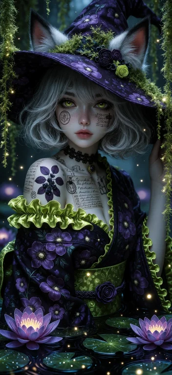 Ta86wistfall, Medium Close-up View Of An Anime Kitsune Witch...
