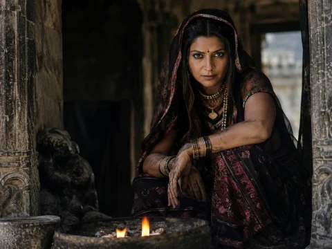 Close To Mature Indian Woman, Priestess, Photo, — Stable Diffusion AI Prompt: Close to : mature Indian woman, priestess, photo,