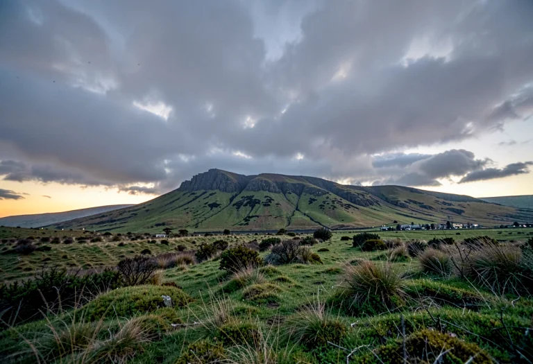 A Highland Moor Under Heavy Grey Clouds, Cold Moonlit Tones,...