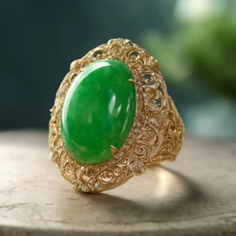 Masterpiece, Best Quality1.2, Ultra Detailed, No Humans, Ant... — SDXL AI Prompt: (masterpiece, best quality:1.2), ultra detailed, no humans, Antique jade ring, s...