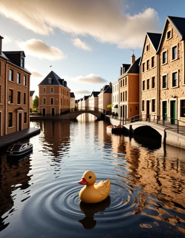 A Fully Cork Flood Scene In A Miniature Cork City, Where An... — SDXL AI Prompt: A fully cork flood scene in a miniature cork city, where an enormous cork rubber...
