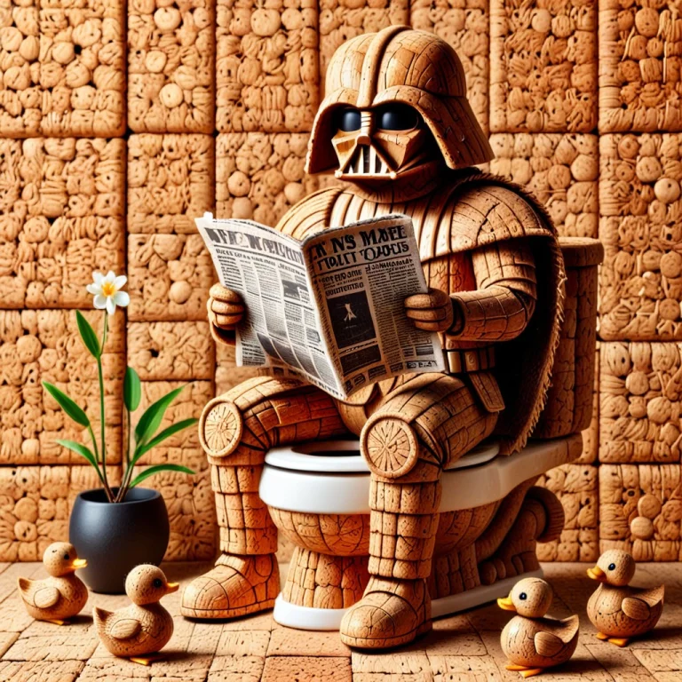 Pamcocomat, Corkworld, Darth Vader Sitting On A White Porcel...