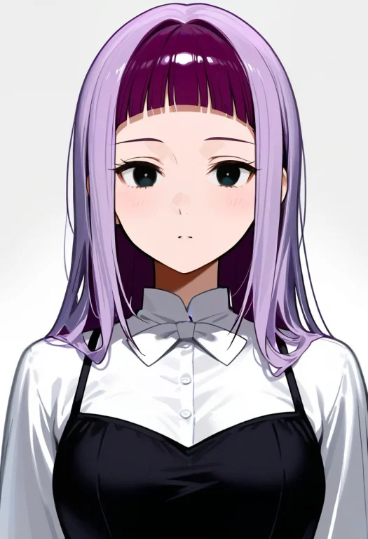 Long Hair, Black Eyes, Purple Hair, Blunt Bangs,,,,,,,,,,,,,...