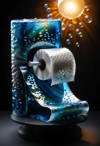 Novuschroma54 Style, A Comical Single Roll Of Toilet Paper S... — SDXL AI Prompt: novuschroma54 style, a comical single roll of toilet paper sitting on a pedestal...