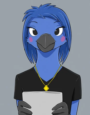 Das, Flat Color, Cisrobin, Solo, Furry Female, Bird Girl, Bl... — Stable Diffusion AI Prompt: @Das, flat color, cisrobin, solo, furry female, bird girl, black eyes, blue hair...