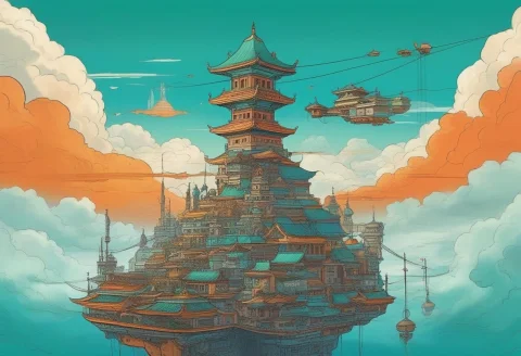 A Floating City Tethered Above Toxic Clouds, F1.8 Aperture,... — SDXL AI Prompt: a floating city tethered above toxic clouds, f1.8 aperture, centered composition...