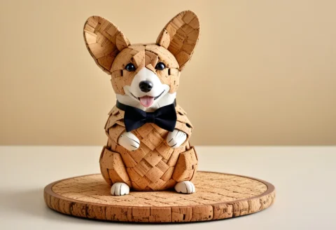 Corkworld, A Fancy Corgi Puppy Made Of Cork At A Wine Tastin... — SDXL AI Prompt: corkworld, a fancy corgi puppy made of cork at a wine tasting, arms struggling t...