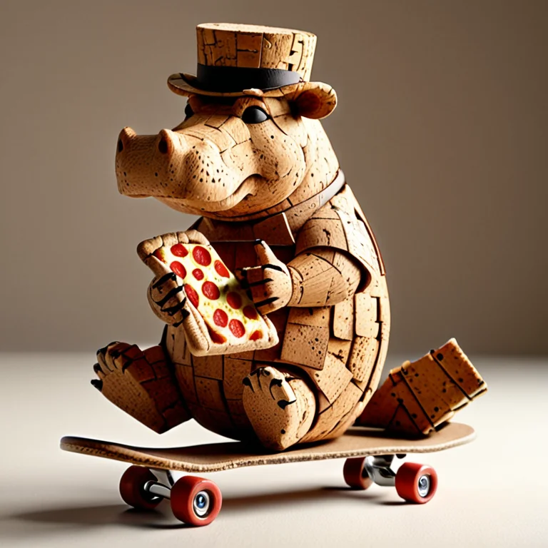 Corkworld, A Hippopotamus Made Of Cork Wearing A Top Hat And...