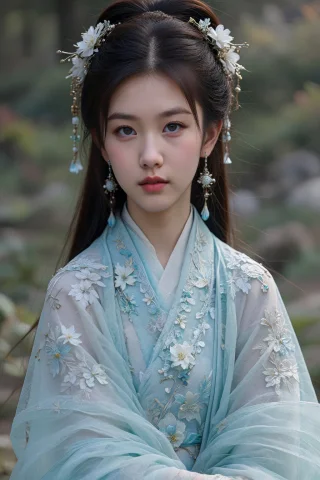 Create A Portrait Of A Young Woman Dressed In Traditional Ch... — Stable Diffusion AI Prompt: Create a portrait of a young woman dressed in traditional Chinese attire, featur...